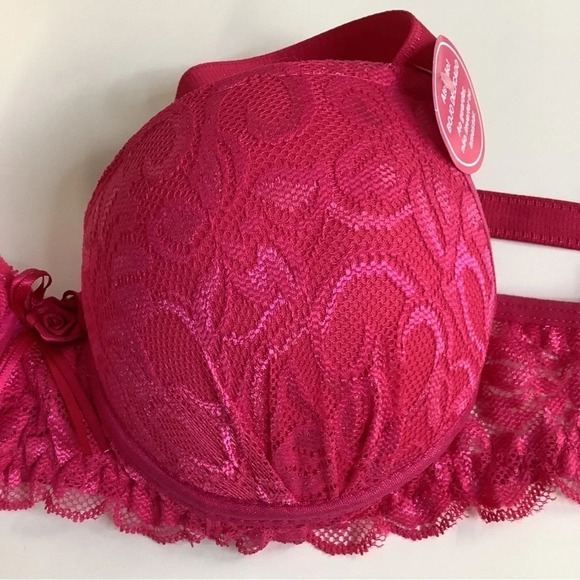 Massam Hot Pink Lace Padded Bra Made in Brazil New with Tags. Underwire Bra - Picture 6 of 8
